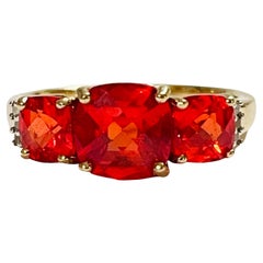 10k Yellow Gold Cushion Cut 4.5 Ct OrangeTopaz & Diamond Ring w Appraisal