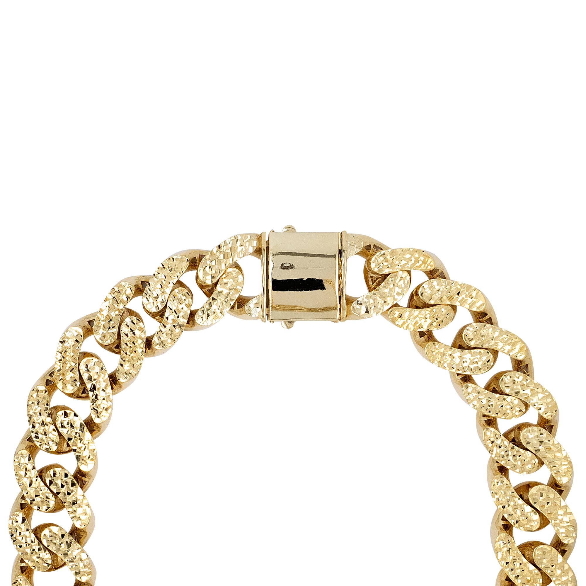 Women's 10k Yellow Gold Custom Link Jumbo Cross Hammered Textured Chain For Sale