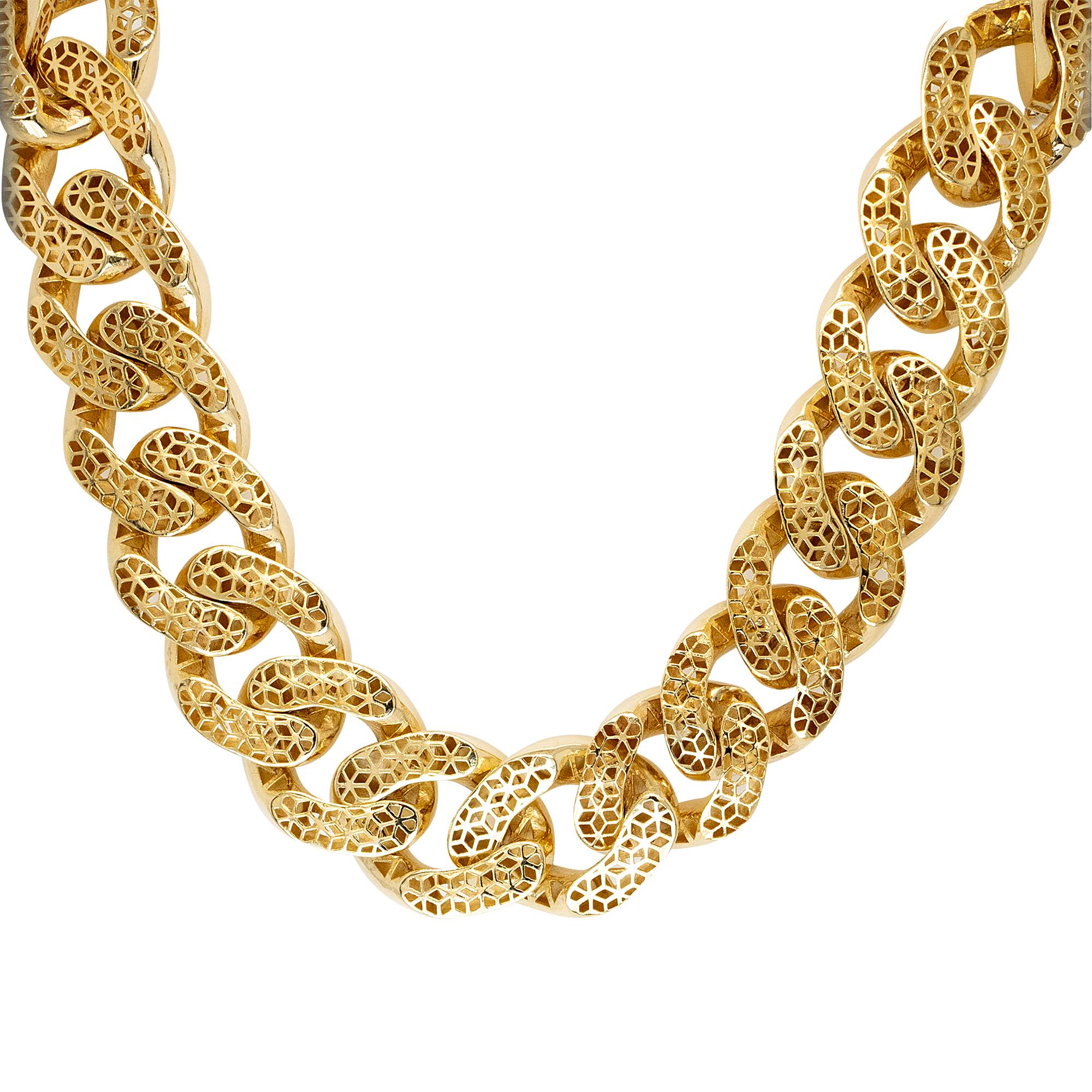 10k Yellow Gold Custom Link Jumbo Light Chain Necklace In Excellent Condition For Sale In Boca Raton, FL