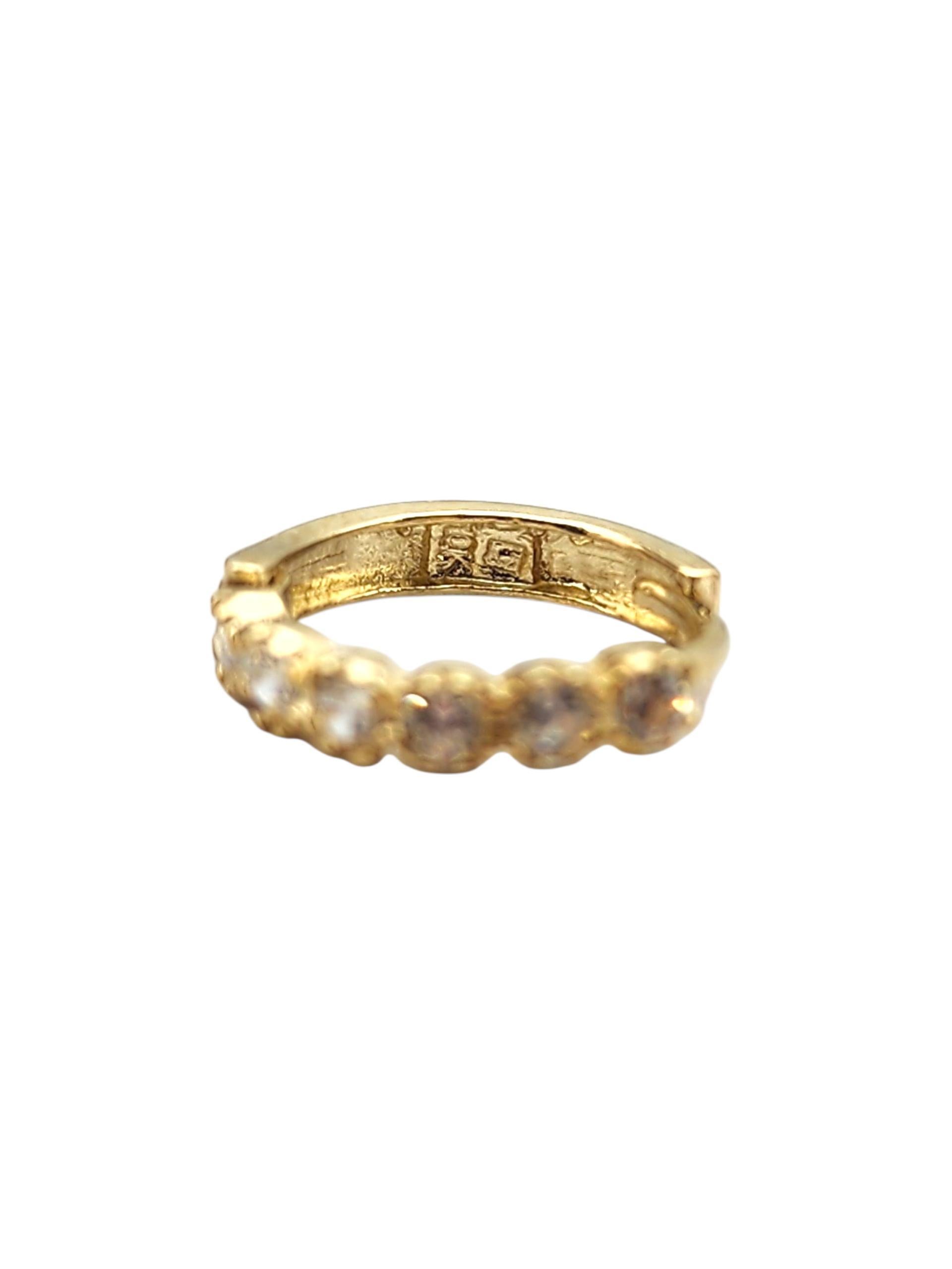 10K Yellow Gold CZ Mini Hoop Earrings #22707 For Sale 1