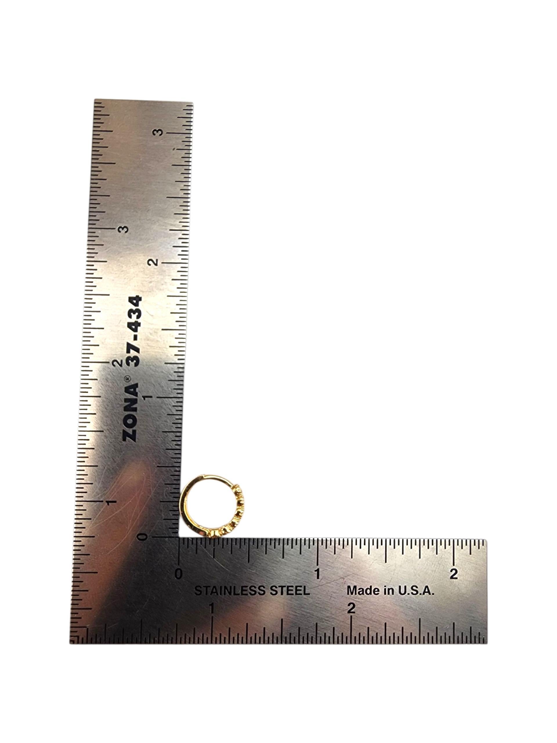 10K Yellow Gold CZ Mini Hoop Earrings #22707 For Sale 2
