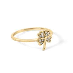 10K Yellow Gold Diamond Accent 4 Leaf Clover Ring