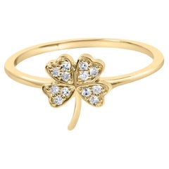 10K Yellow Gold Diamond Accent 4 Leaf Clover Ring