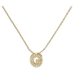 10K Yellow Gold Diamond Accent "G" Initial Bubble Pendant Necklace