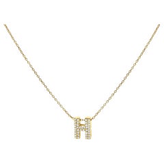 10K Yellow Gold Diamond Accent "H" Initial Bubble Pendant Necklace