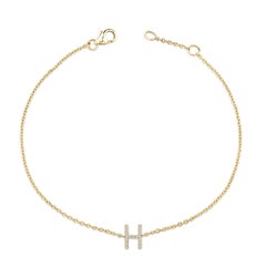 10K Gelbgold Diamant-Akzent "H" Initiale Charme und Link-Armband