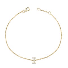 Bracciale con iniziali e link in oro giallo 10K con accenti di diamante
