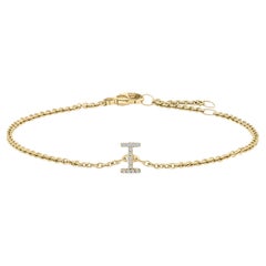 Bracciale con iniziali e link in oro giallo 10K con accenti di diamante