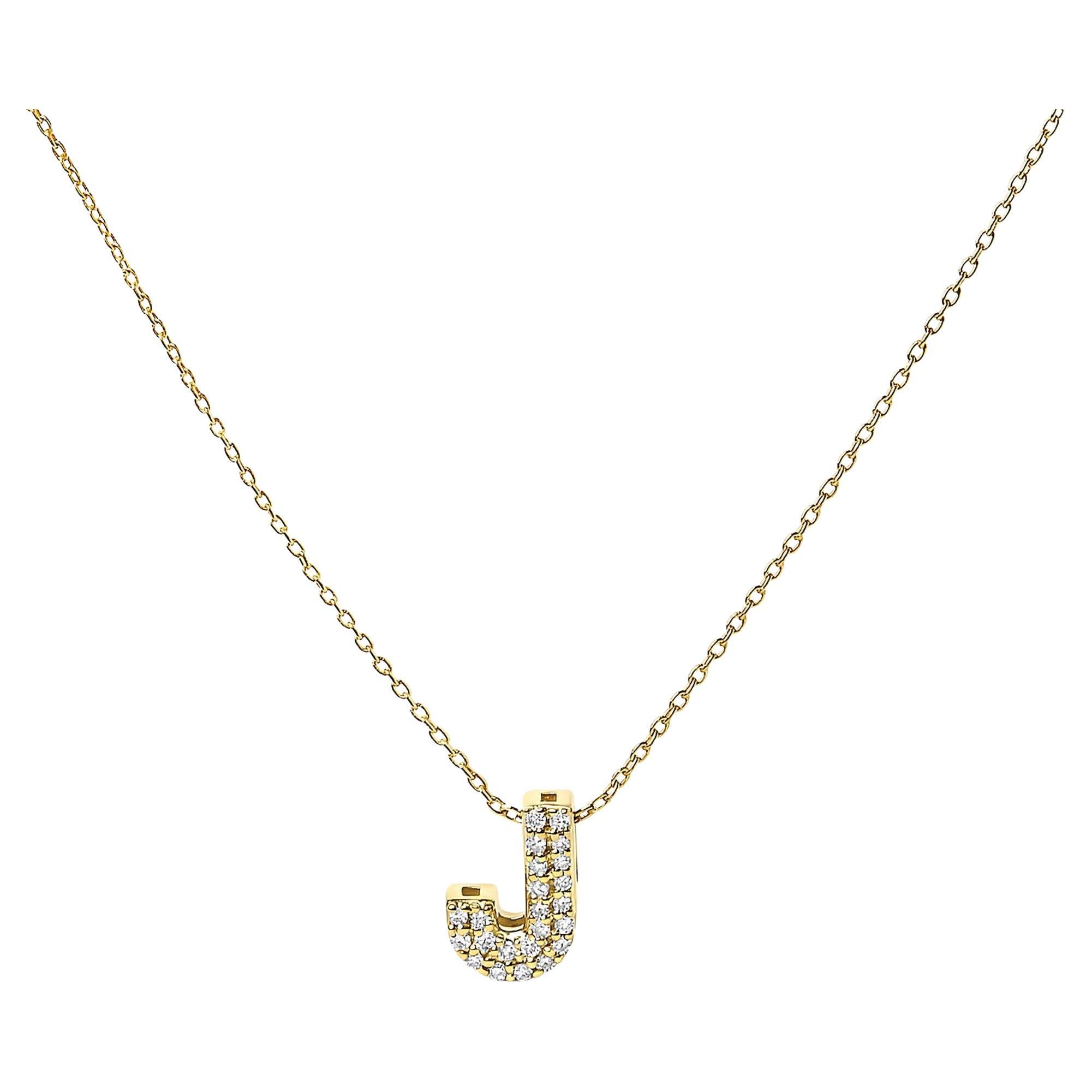 Collana con ciondolo a forma di bolla con accenti di diamanti "J" in oro giallo 10K