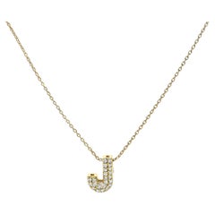 10K Yellow Gold Diamond Accent "J" Initial Bubble Pendant Necklace