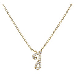 10K Yellow Gold Diamond Accent "J" Initial Script Style Pendant Necklace