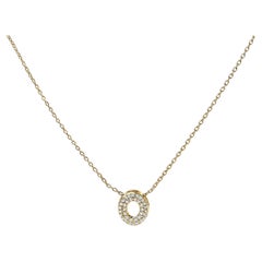 10K Yellow Gold Diamond Accent "O" Initial Bubble Pendant Necklace