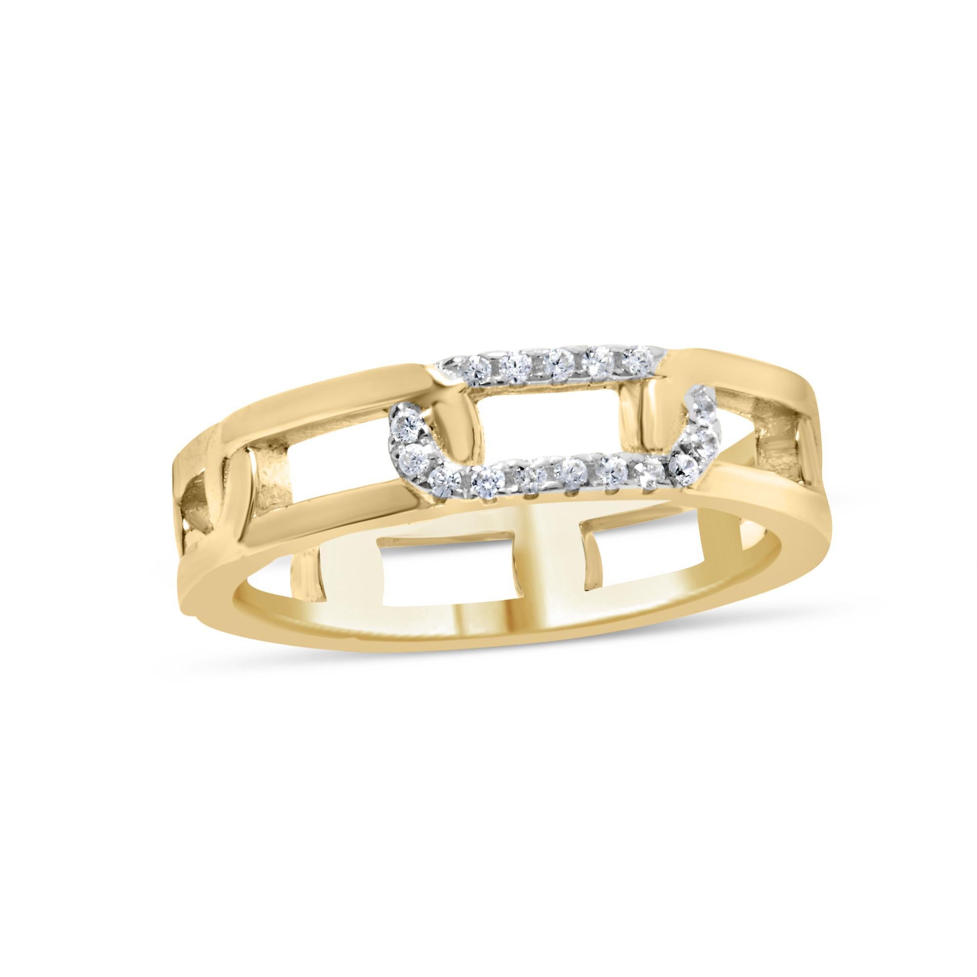 10K Yellow Gold Diamond Accent Paperclip Band Ring - Size 5 Moderno en venta