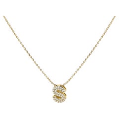 10K Yellow Gold Diamond Accent "S" Initial Bubble Pendant Necklace