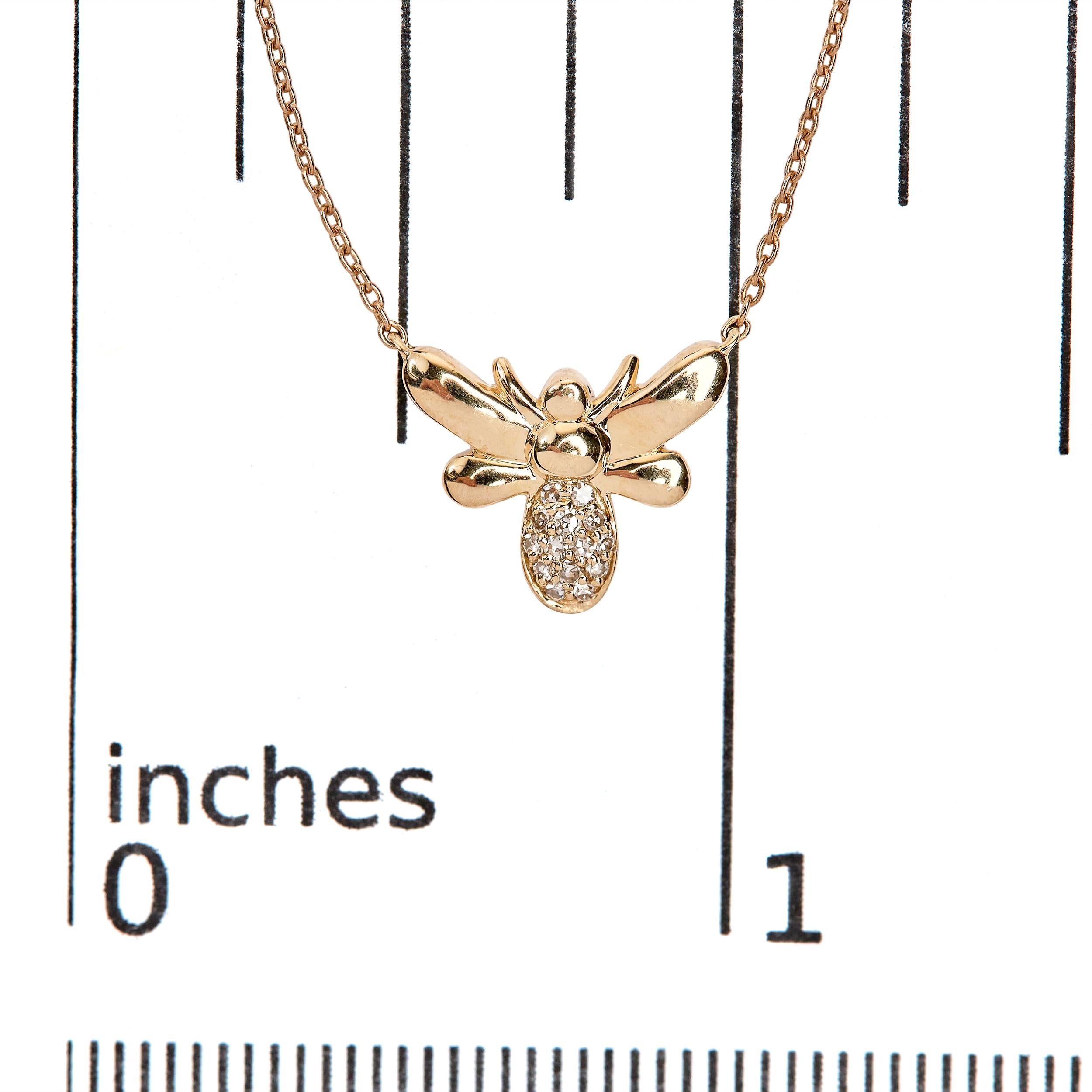 Halskette mit Anhänger, 10 Karat Gelbgold Diamant akzentuiert Bumble Bee (Rundschliff) im Angebot