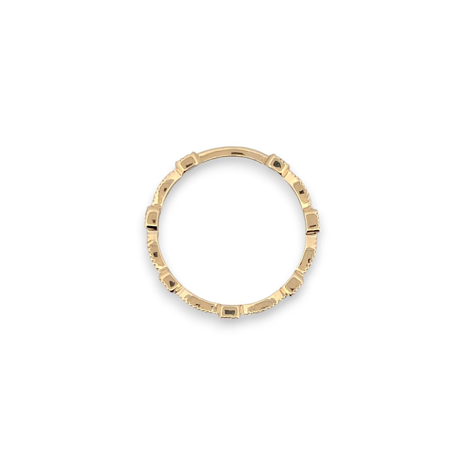 Modern Genevieve  10K Yellow Gold Diamond Band  .10 CTW Natural Diamonds  Size 7 For Sale