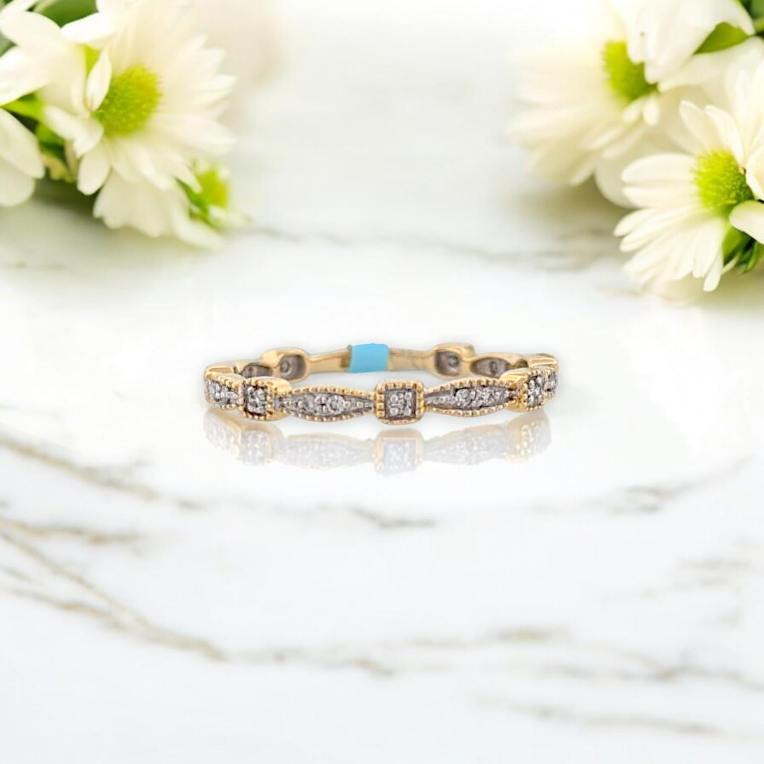 Genevieve  10K Yellow Gold Diamond Band  .10 CTW Natural Diamonds  Size 7 In New Condition For Sale In Greeneville, TN