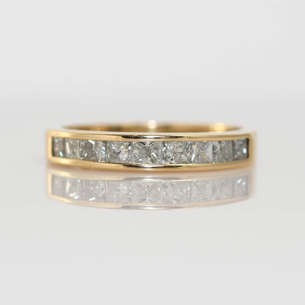 10K Gelbgold Diamant-Ring, 1,00tdw, 3g (Carréschliff)
