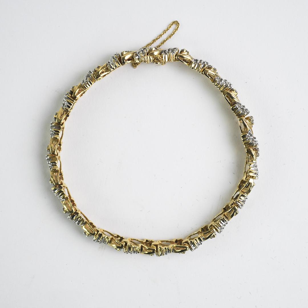 Round Cut 10K Yellow Gold Diamond Bracelet 3.00ct For Sale