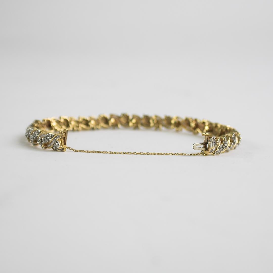 10K Yellow Gold Diamond Bracelet 3.00ct In Excellent Condition For Sale In Laguna Beach, CA