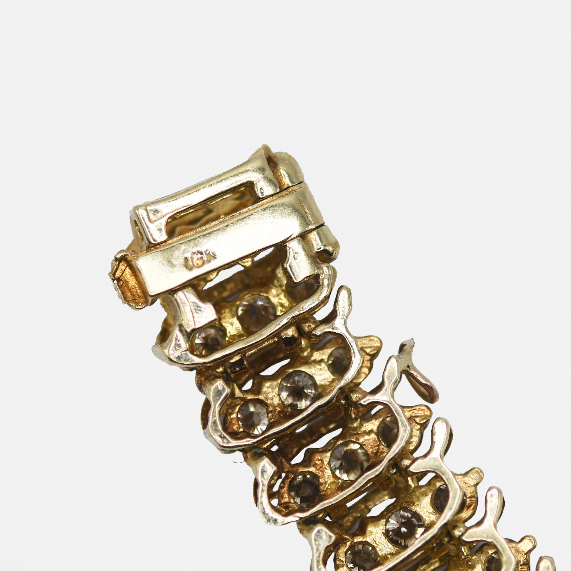 10k Yellow Gold Diamond Bracelet 7.00tcw, 17.2gr For Sale 5