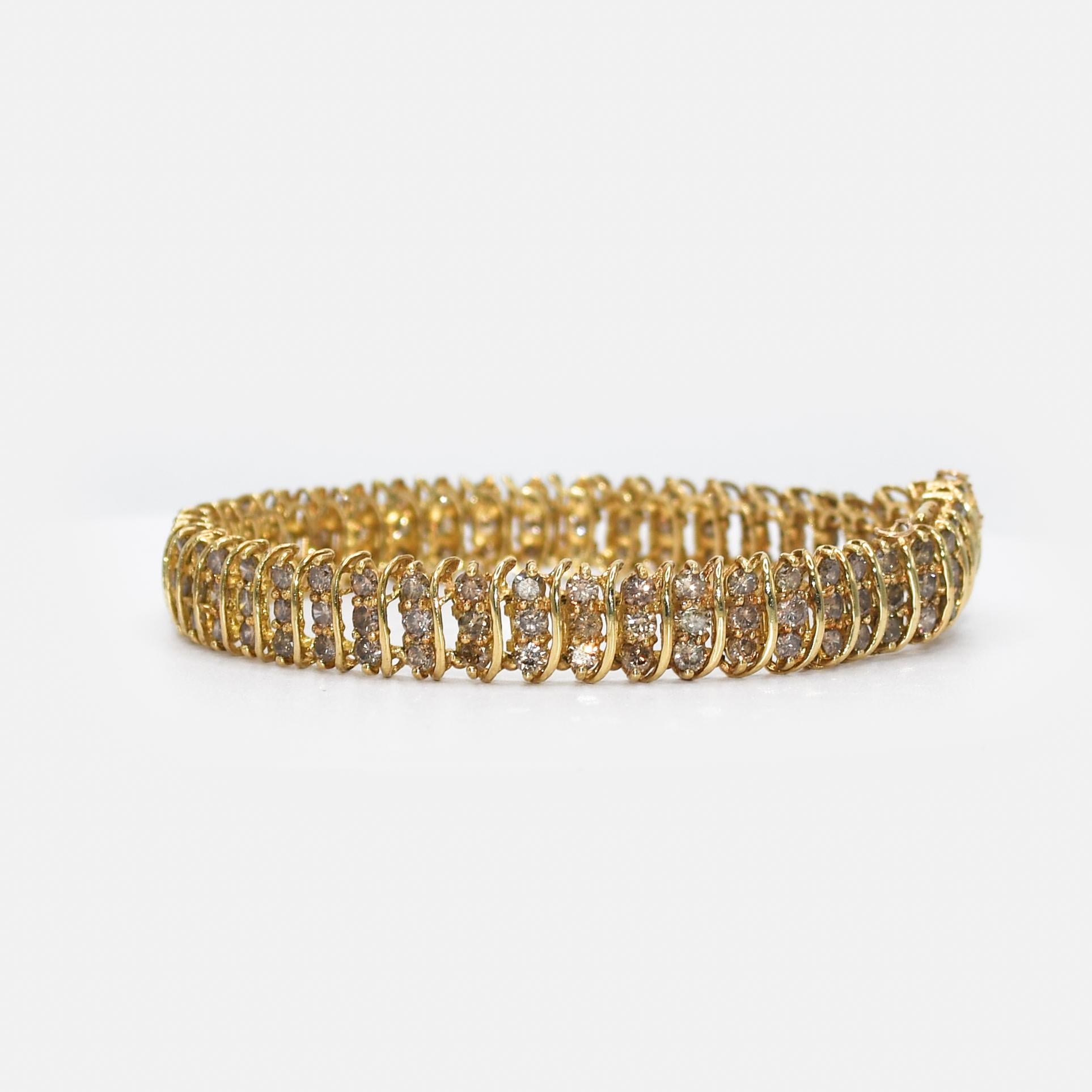 10k Yellow Gold Diamond Bracelet 7.00tcw, 17.2gr In Excellent Condition For Sale In Laguna Beach, CA