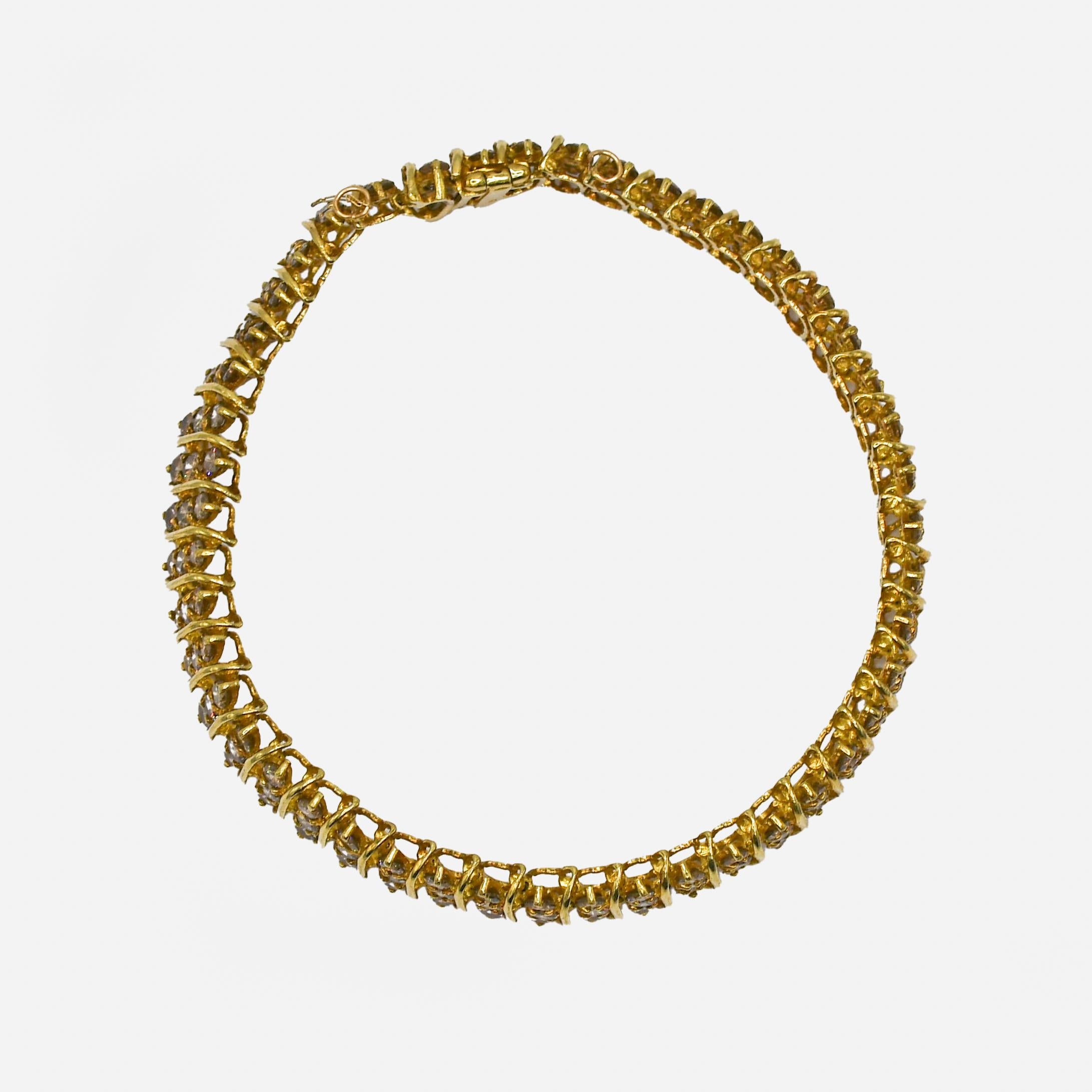 10k Yellow Gold Diamond Bracelet 7.00tcw, 17.2gr For Sale 2