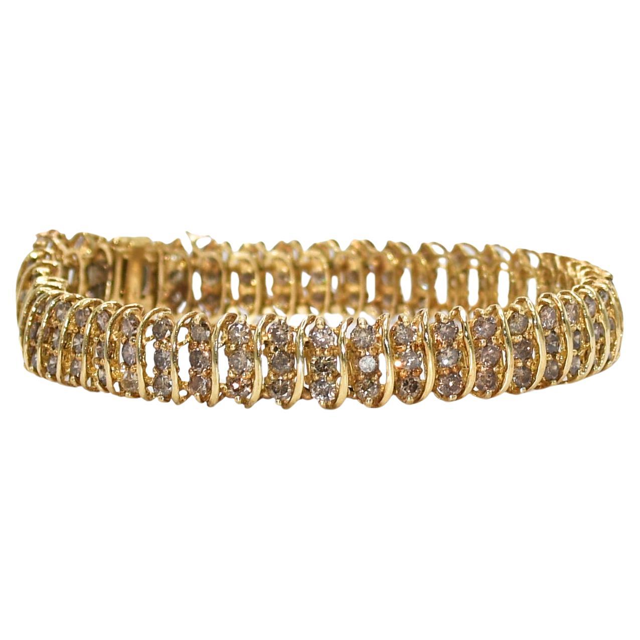 10k Yellow Gold Diamond Bracelet 7.00tcw, 17.2gr For Sale