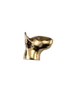 10K Yellow Gold Diamond Bull Terrier Brooch/Pin #24573