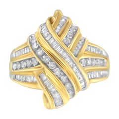 10 Karat Gelbgold Diamant Bypass-Ring ( 1,0 Karat Gesamtkaratgewicht, H-I Farbe, I2-I3 Reinheit)