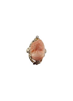 10K Yellow Gold Diamond Cameo Ring Size 6.5 #23639