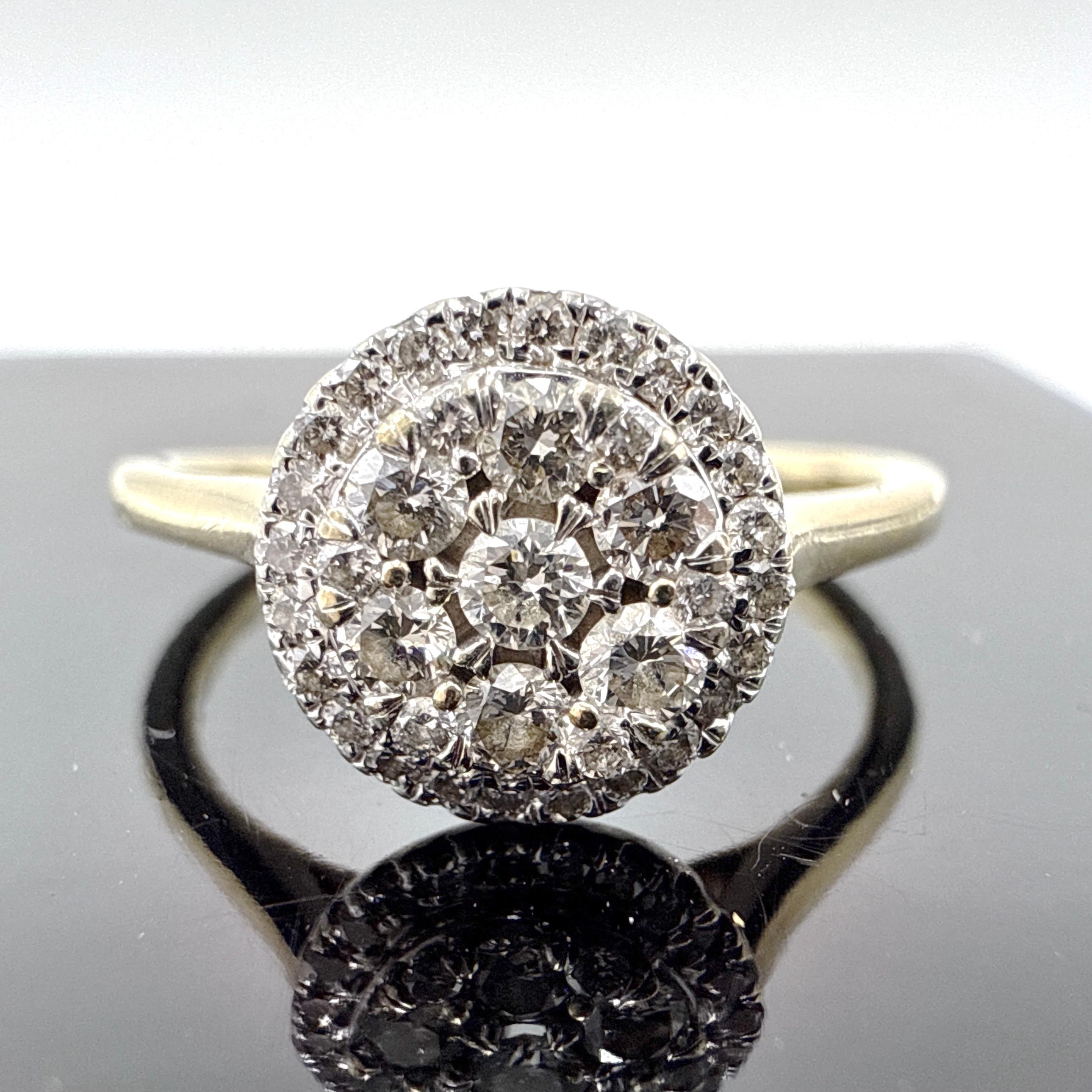This is a classic 10K yellow gold diamond cluster ring, crafted with a combination of wax casting and hand finishing. The ring has a high-polish finish and thoughtful structural design, balancing visual impact with everyday wearability.

Design