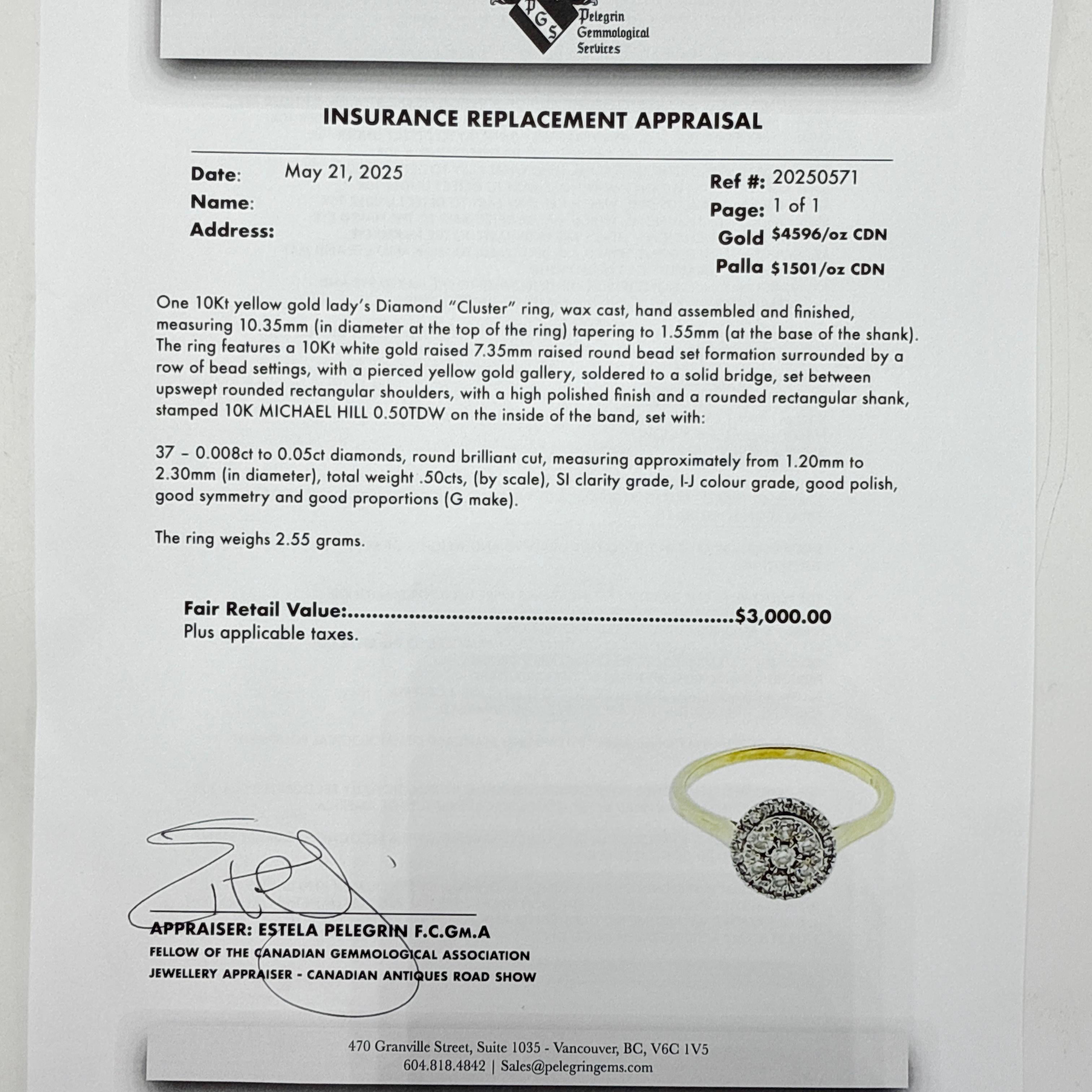 10K Yellow Gold Diamond Cluster Ring – 0.50ct Total Weight en vente 4