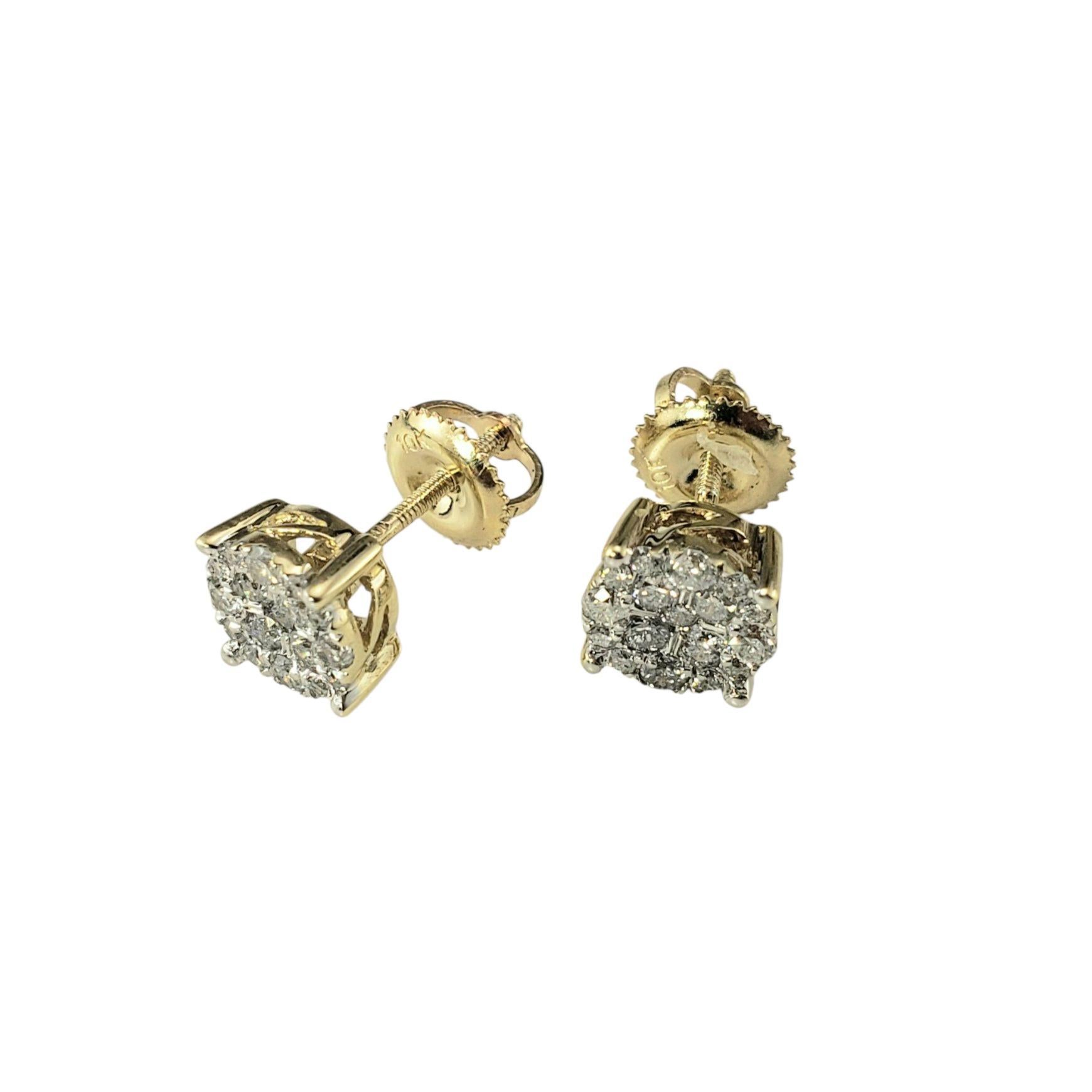 Taglio rotondo Orecchini con diamanti a grappolo in oro giallo 10K #23008 in vendita