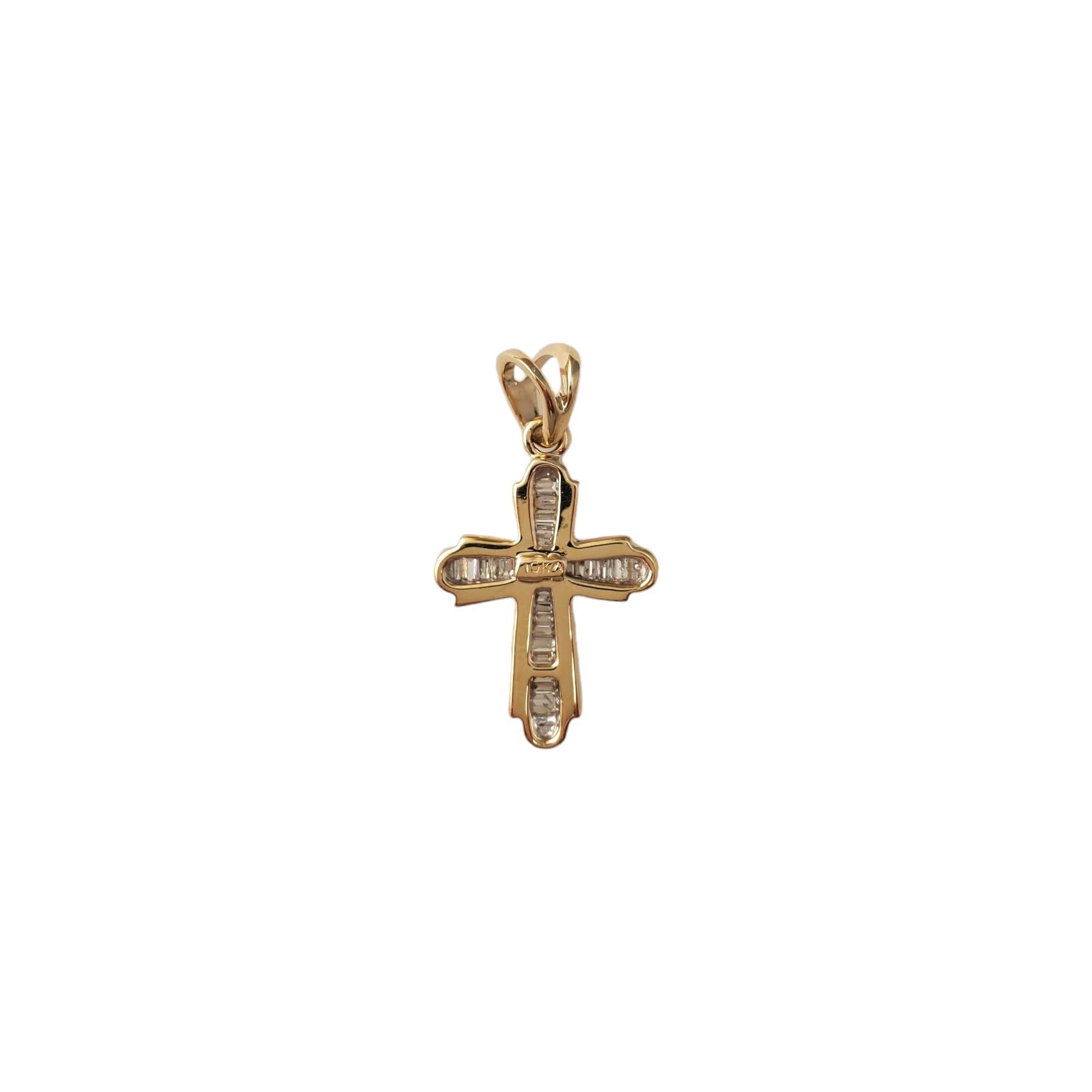 Baguette Cut 10K Yellow Gold Diamond Cross Pendant #16556