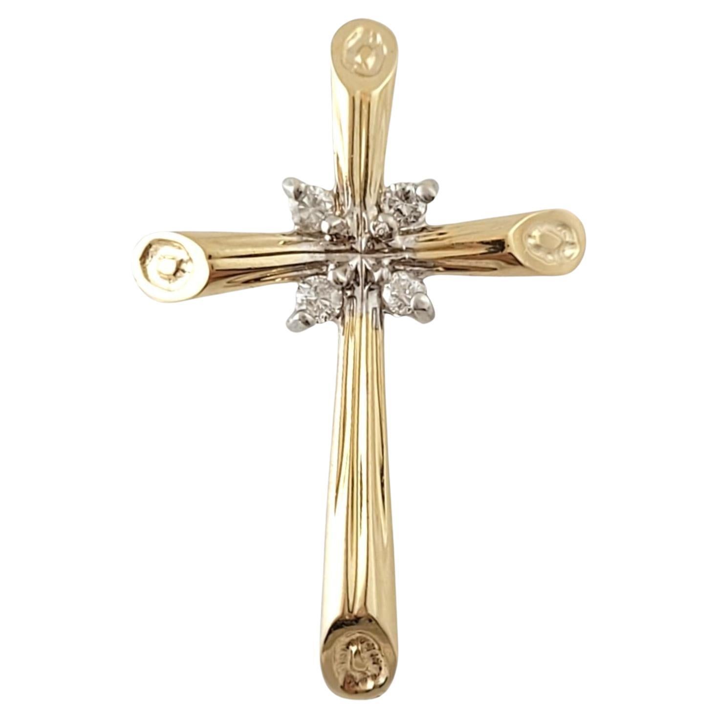10K Yellow Gold Diamond Cross Pendant #16935 For Sale