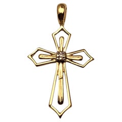 10K Yellow Gold Diamond Cross Pendant #25675