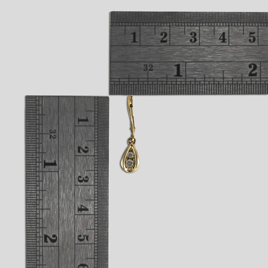 Round Cut 10K Yellow Gold Diamond Dangle Earrings 0.20ct For Sale