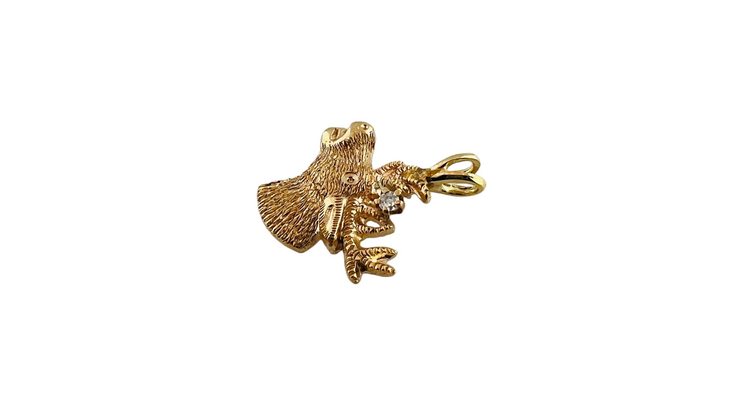 10K Yellow Gold Diamond Deer Head Charm Pendant #15997 For Sale 2
