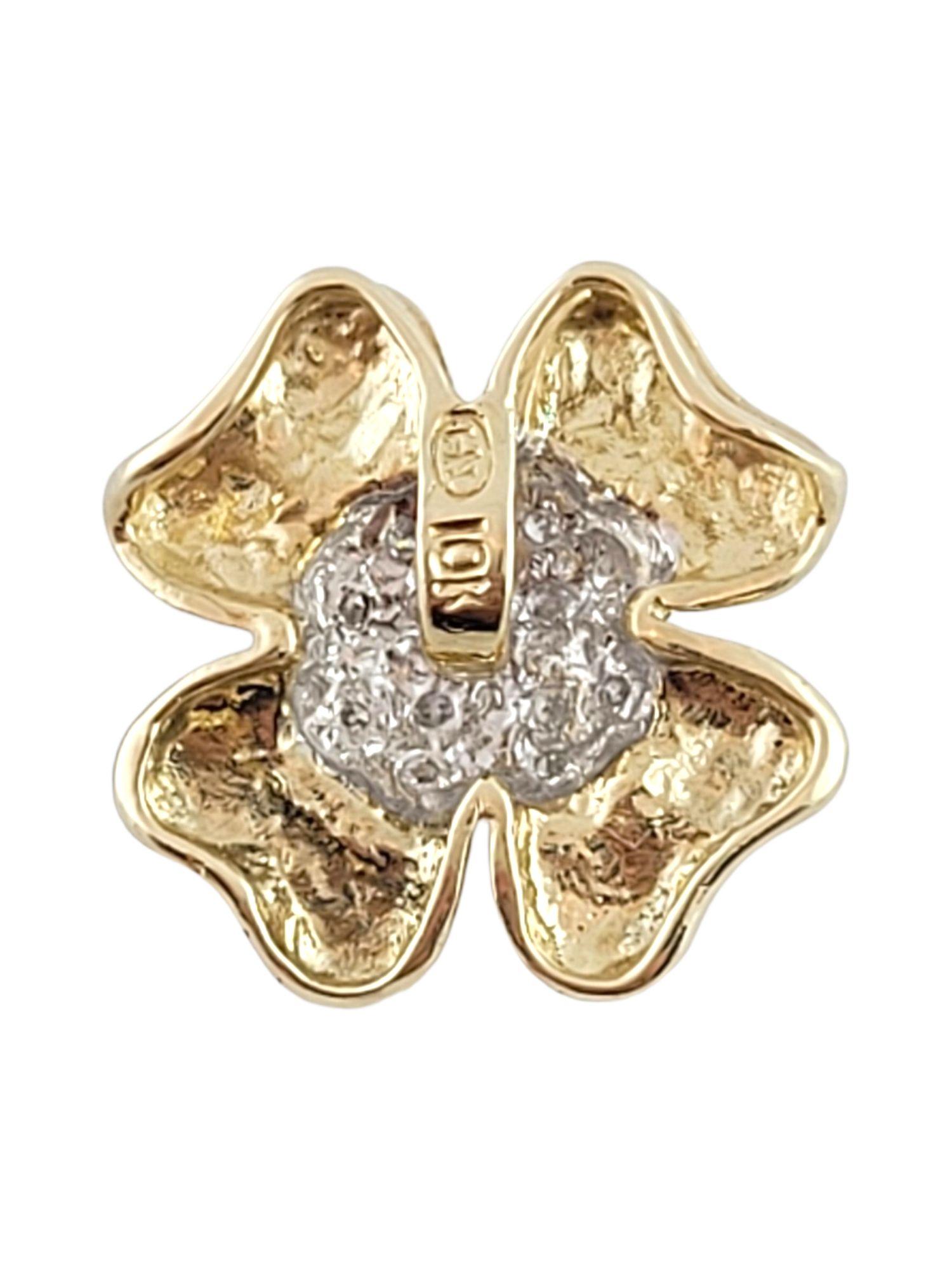 Single Cut  10K Yellow Gold Diamond Flower Pendant #14826 For Sale
