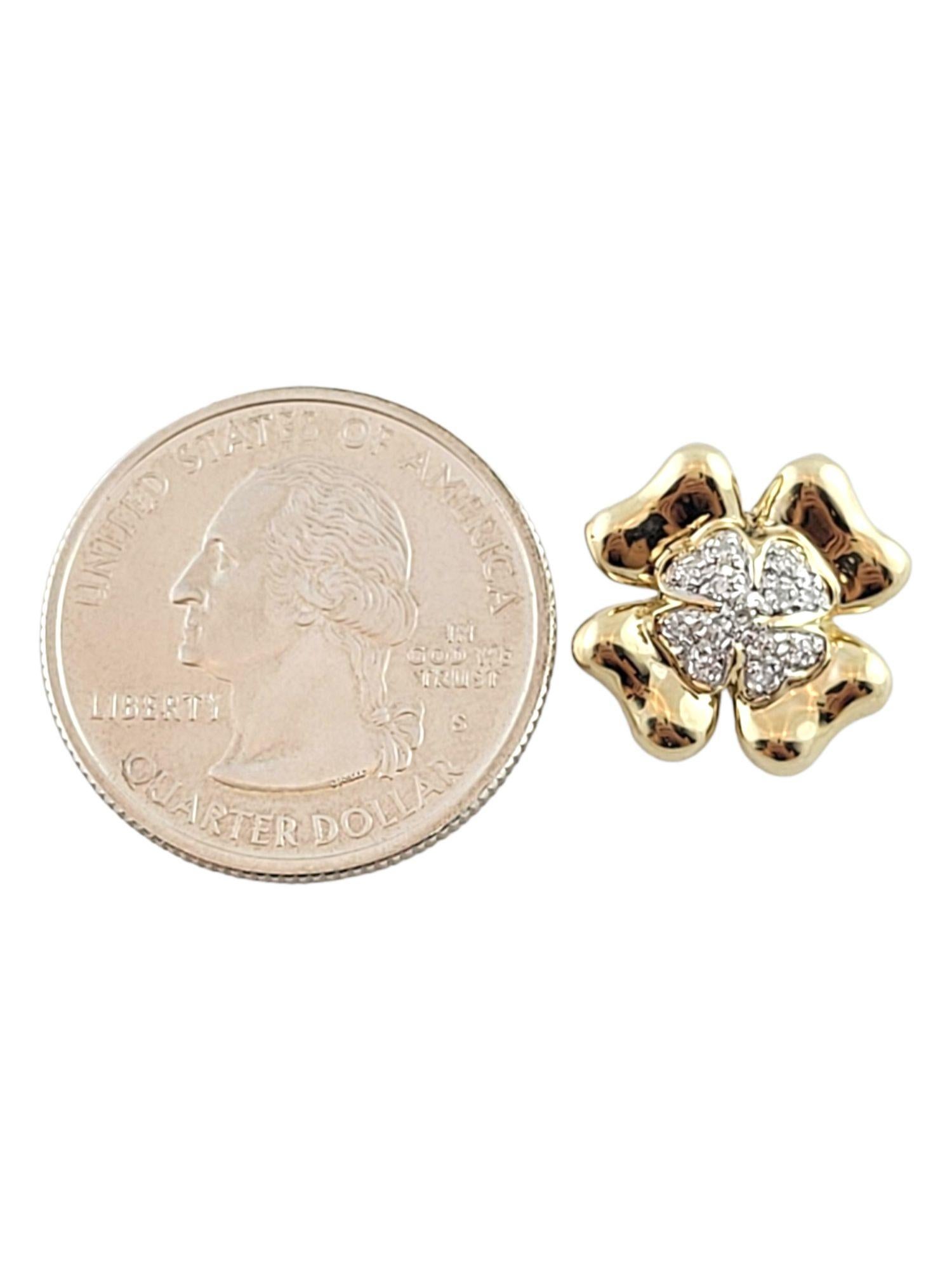 Women's  10K Yellow Gold Diamond Flower Pendant #14826 For Sale