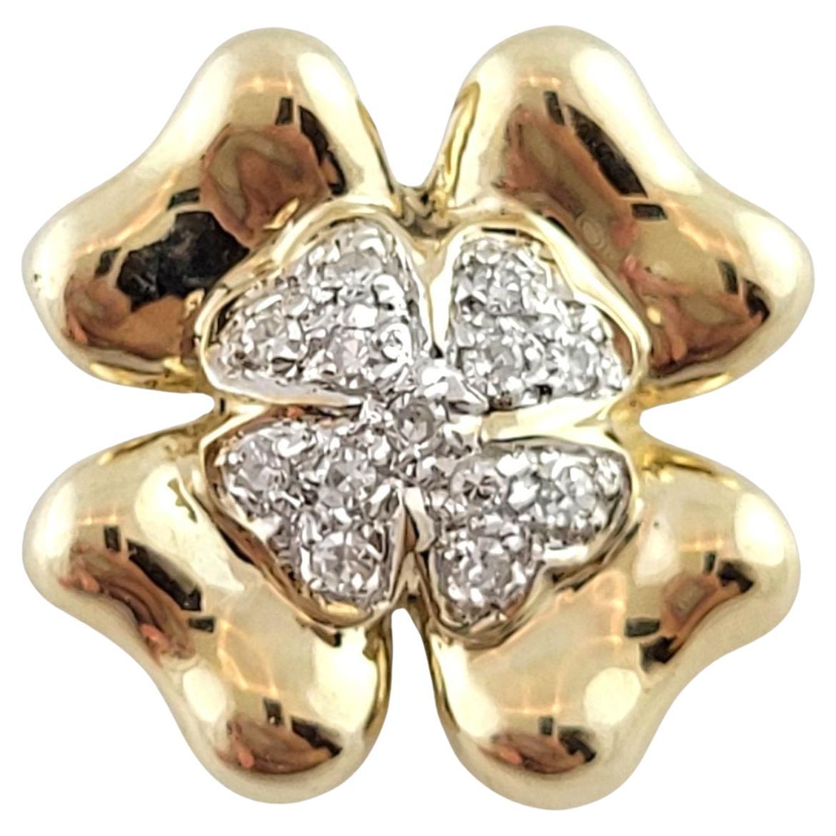  10K Yellow Gold Diamond Flower Pendant #14826 For Sale
