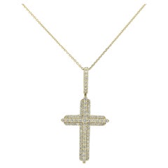 10K Gelbgold Diamant Halo Kreuz Anhänger Halskette