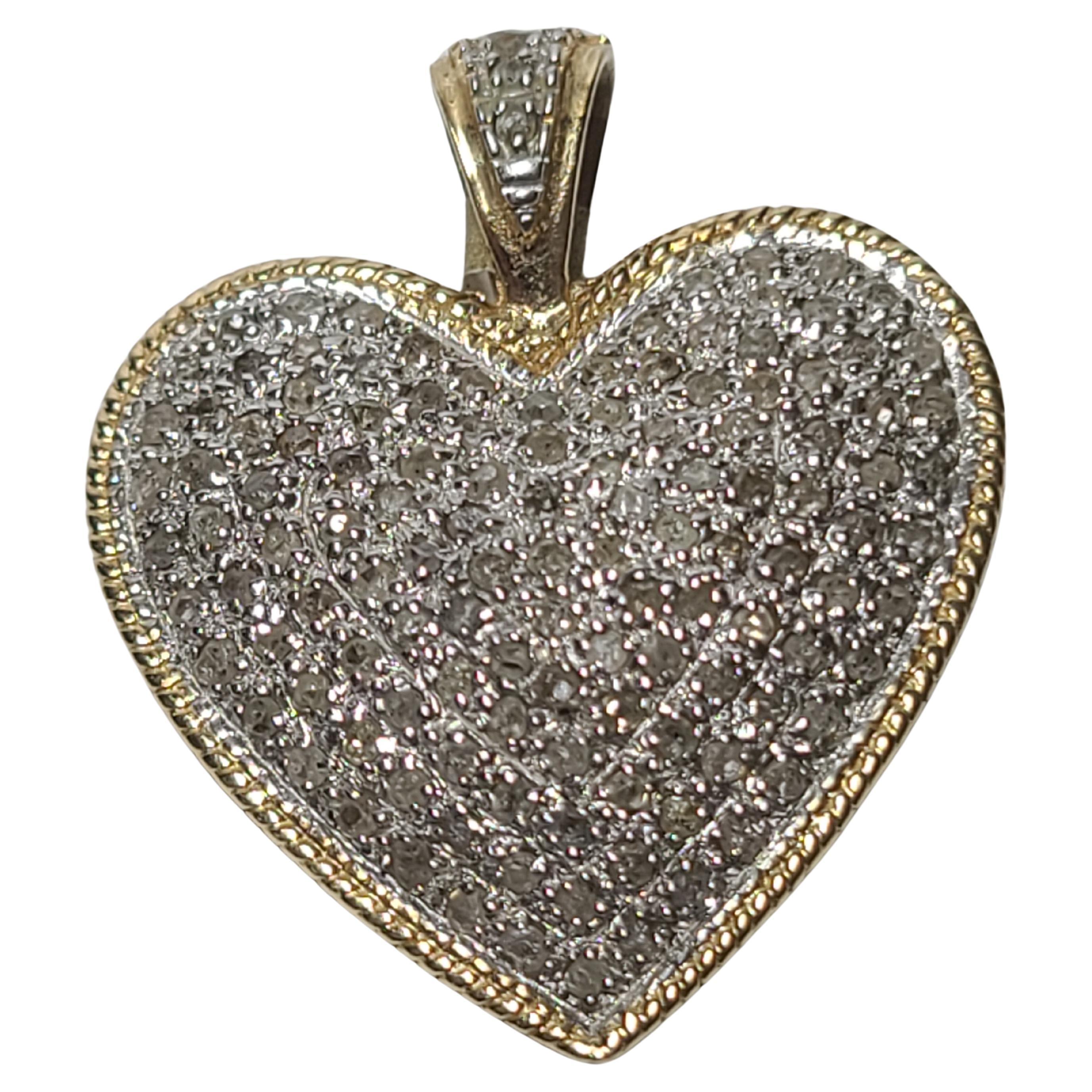 10K Yellow Gold Diamond Heart Pendant