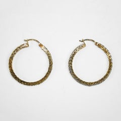 10K Yellow Gold Diamond Hoop Earrings 0.25ct