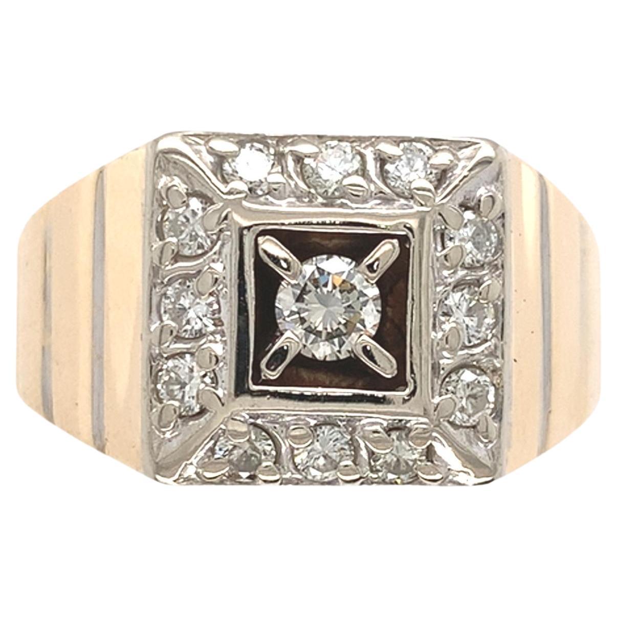 10K Yellow Gold Diamond Men's Ring Size 13.25 For Sale