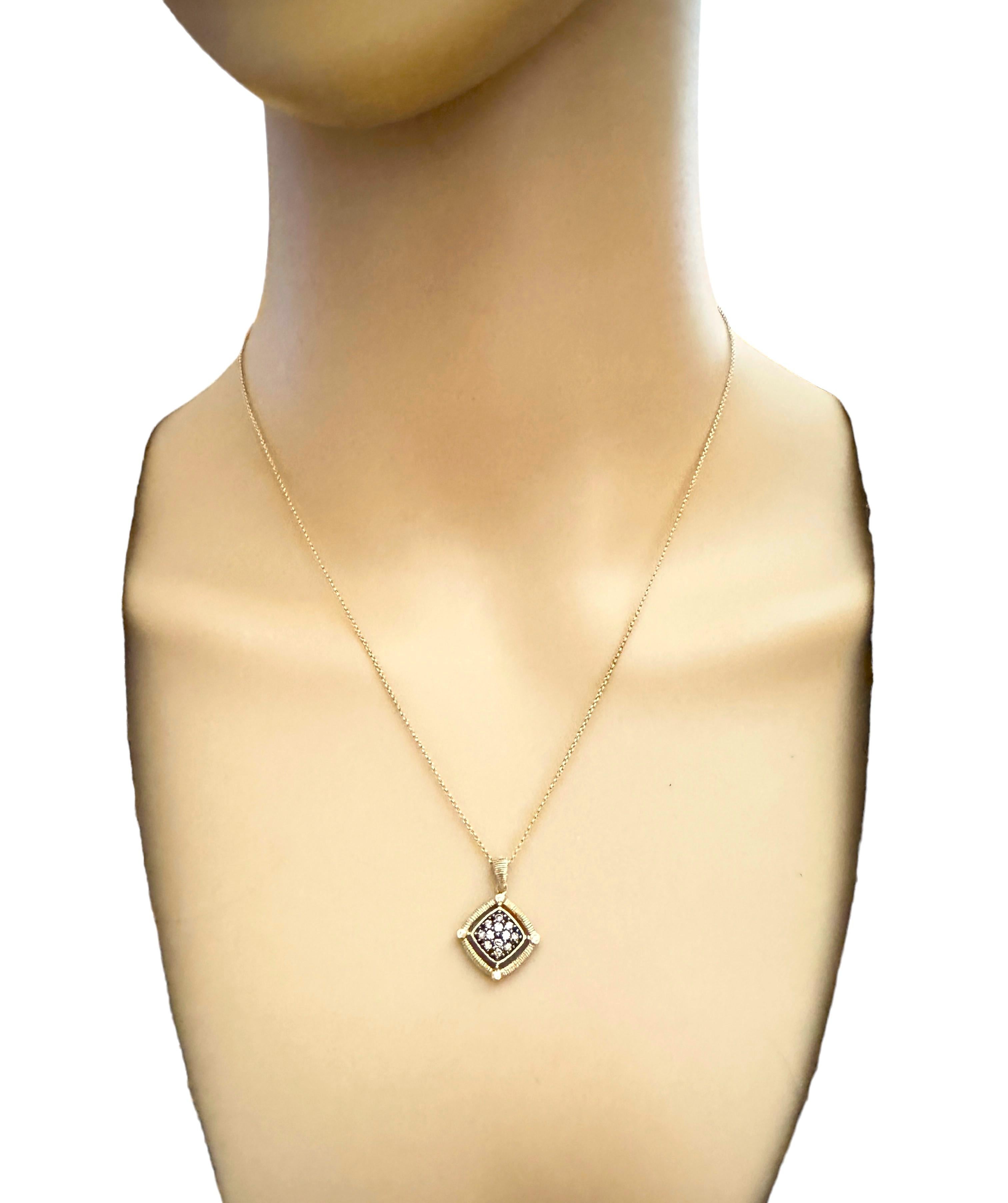 10k Gelbgold Diamant-Anhänger an italienischer Kette aus 14k Gelbgold (Art déco)
