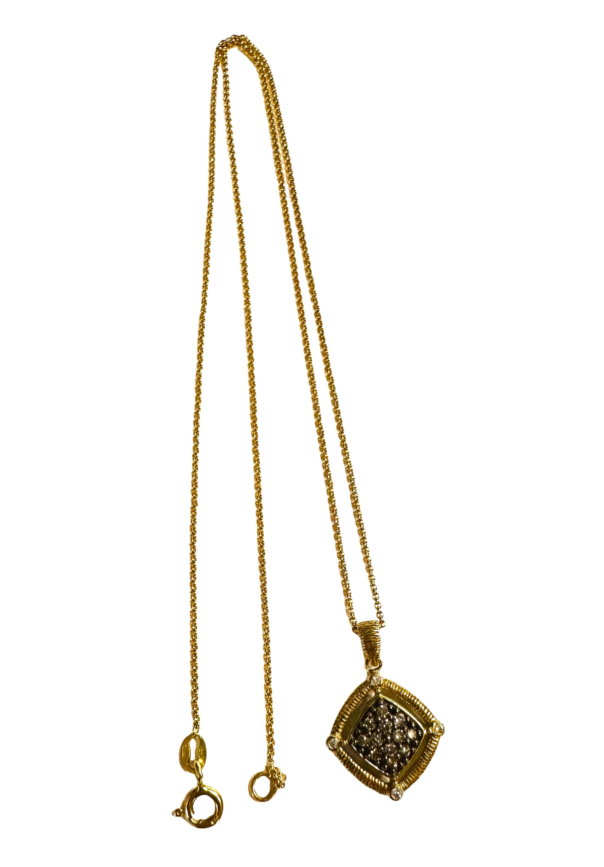 10k Gelbgold Diamant-Anhänger an italienischer Kette aus 14k Gelbgold im Zustand „Hervorragend“ in Eagan, MN