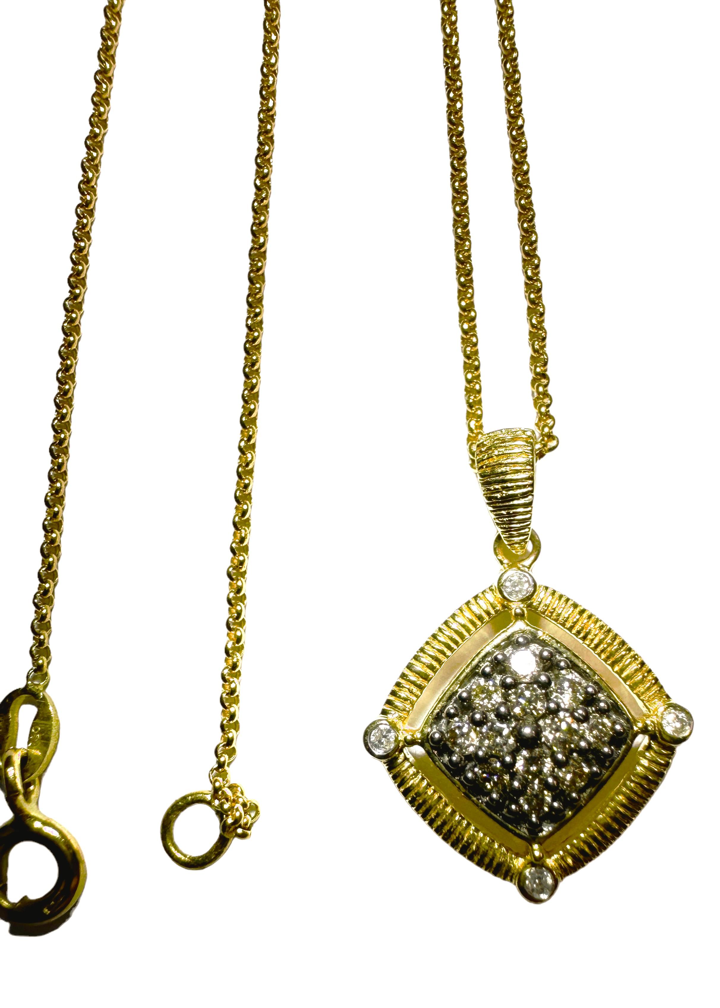 10k Gelbgold Diamant-Anhänger an italienischer Kette aus 14k Gelbgold Damen