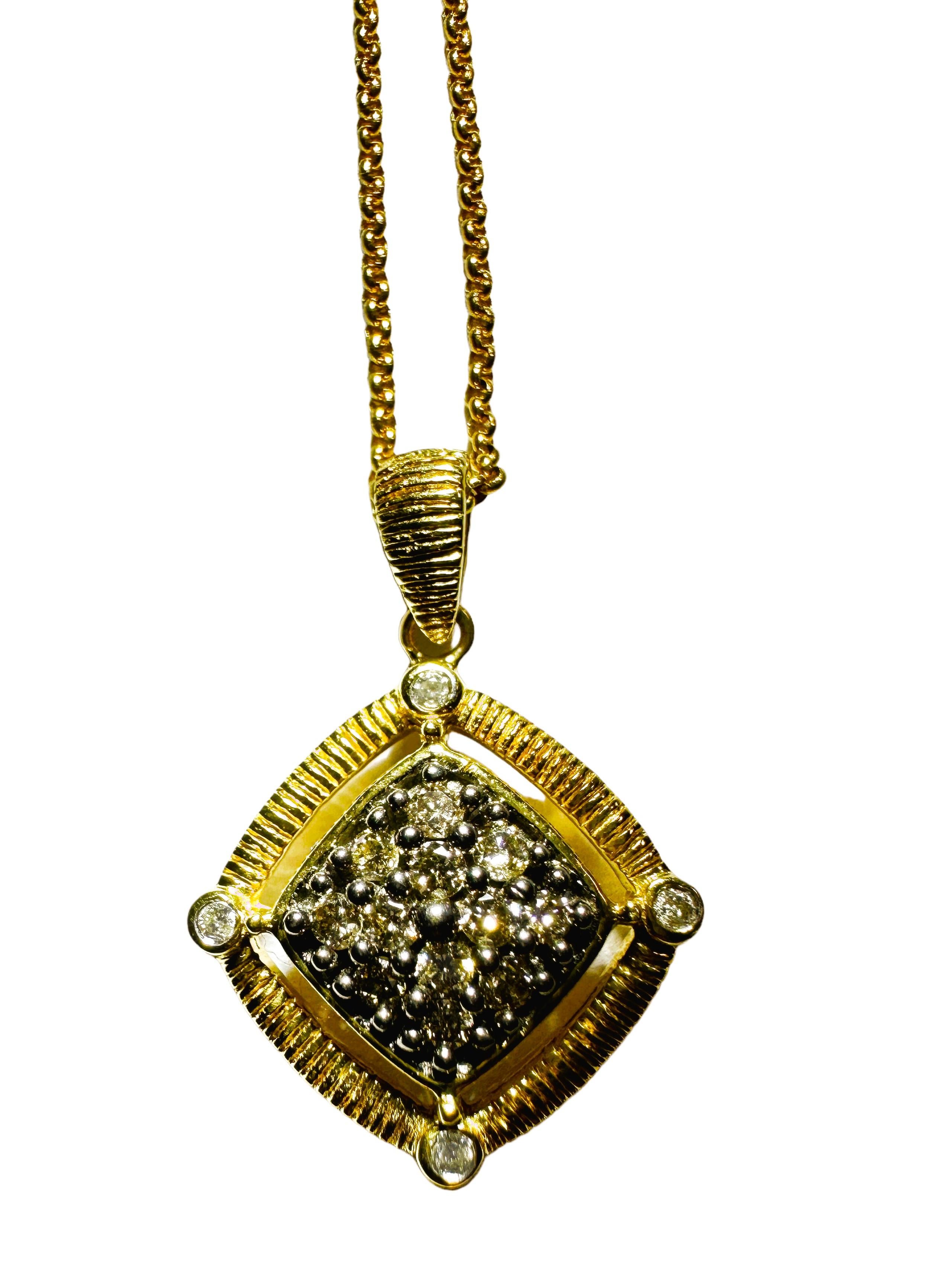 10k Gelbgold Diamant-Anhänger an italienischer Kette aus 14k Gelbgold 1